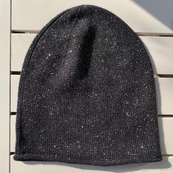 Naked Cashmere Lurex Shimmer Knit Beanie Hat Black
